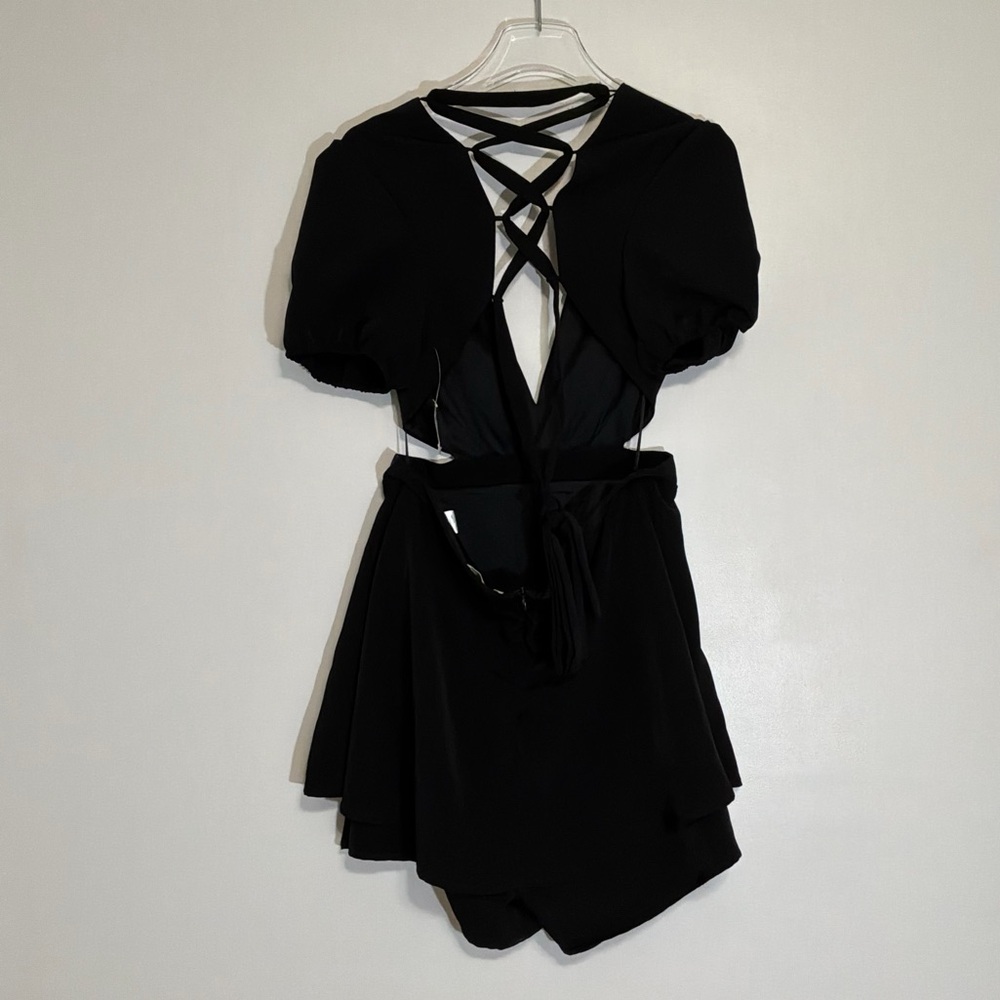 Altar'd State Cleo Black Lace-Up Back Mini Dress - Picture 4 of 7